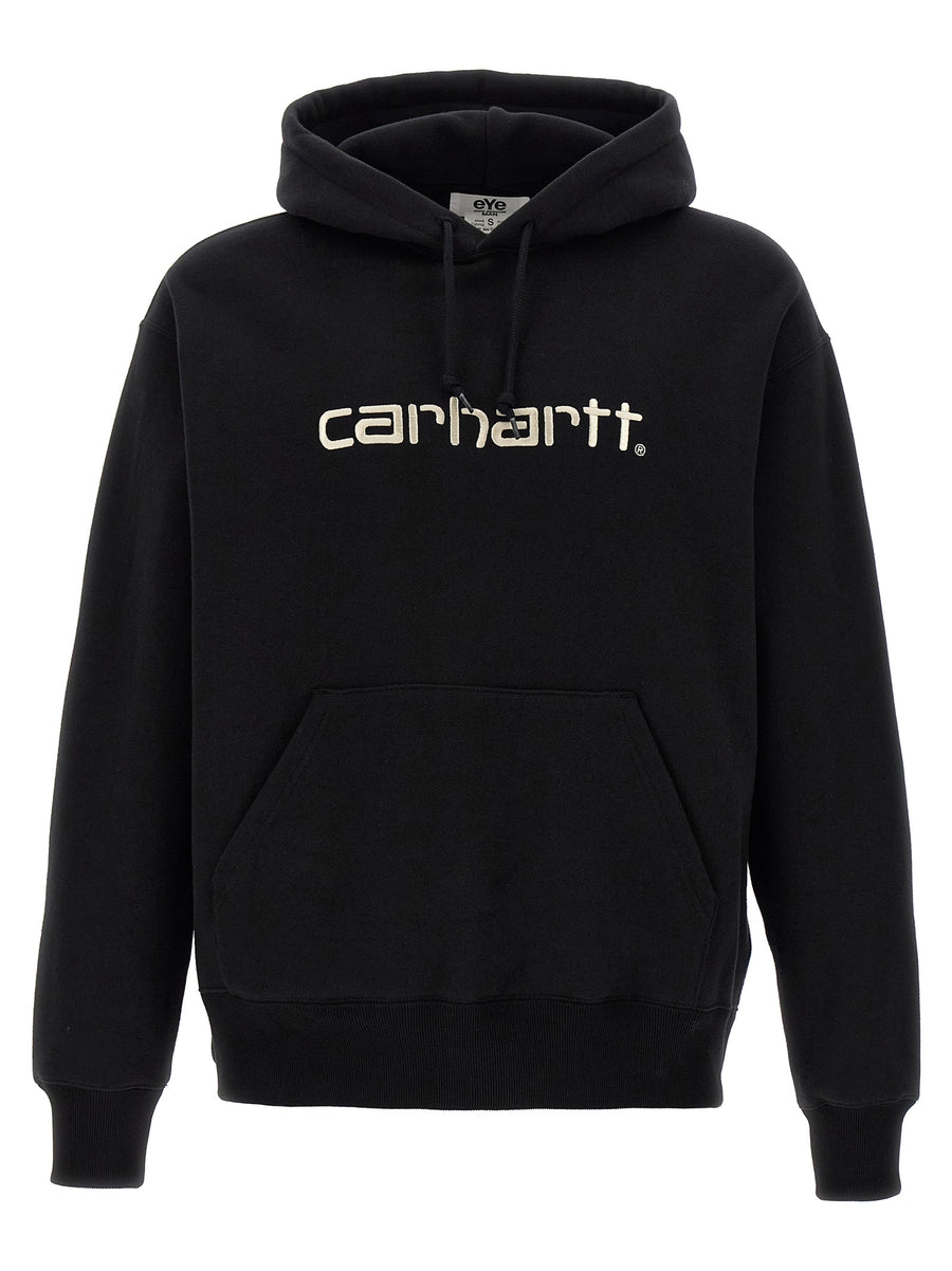 Junya Watanabe 100% cotton fleece hoodie in black