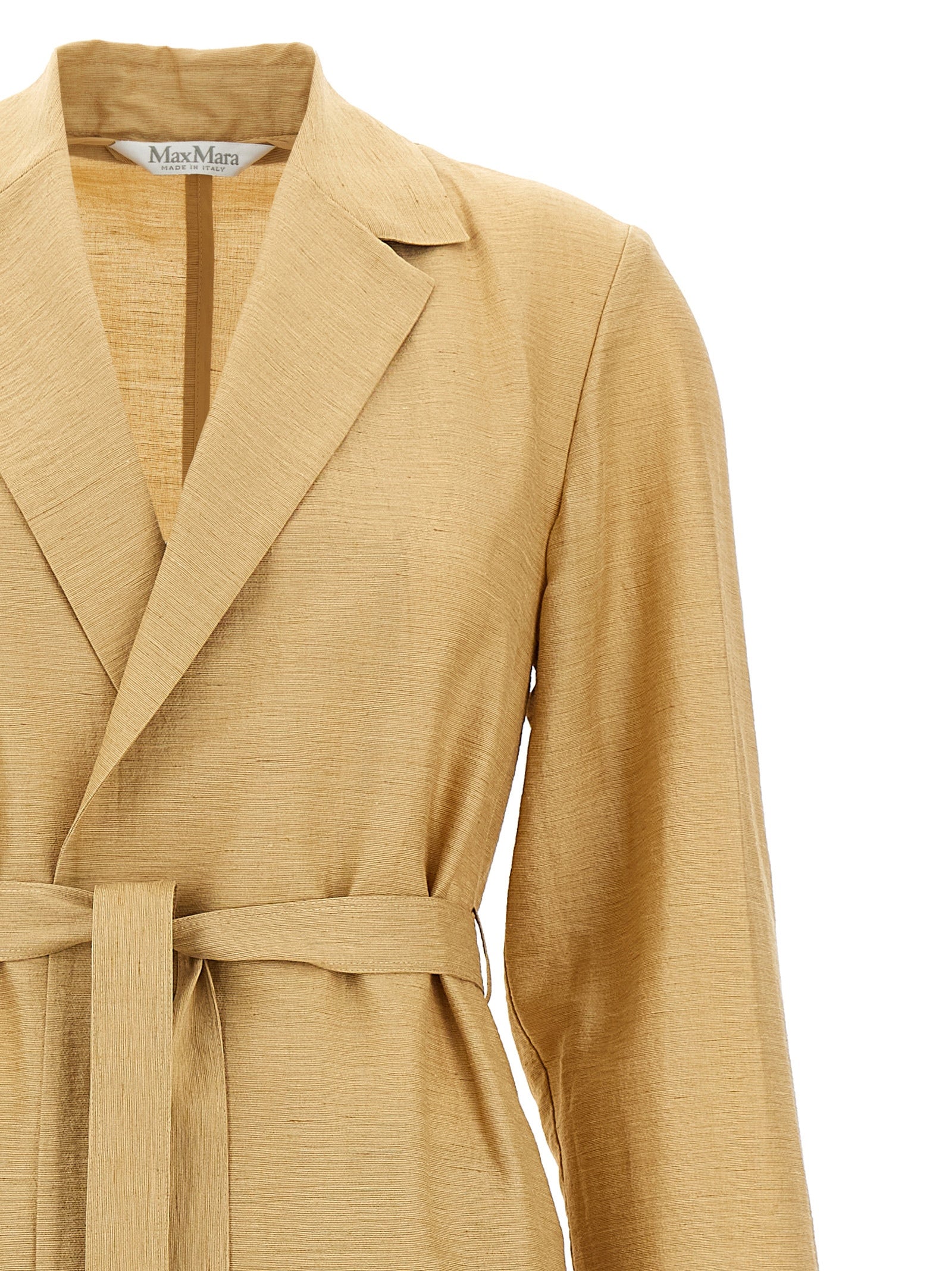 Max Mara 51% Linen coat in beige — view 3