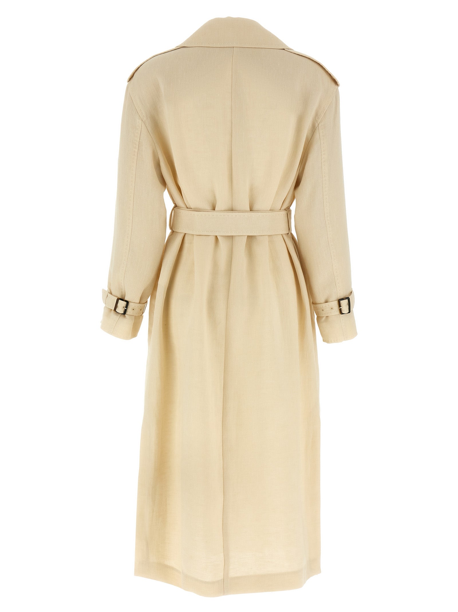Max Mara 100% Linen trench coat in beige — view 2