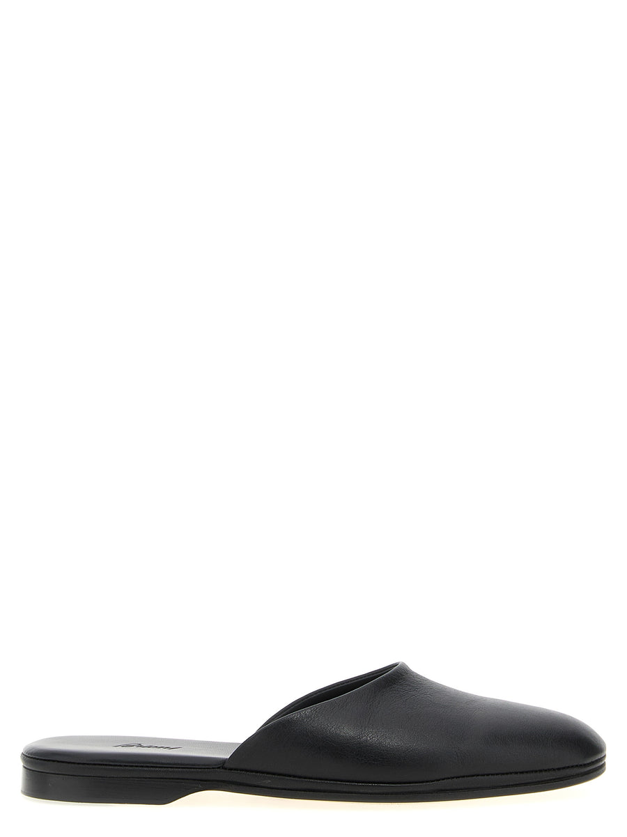 Brioni 100% Calfskin Leather mule in black