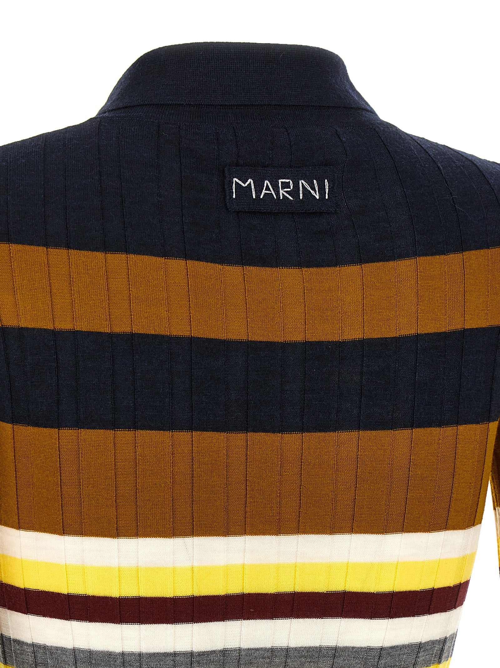 Marni 100% virgin wool polo shirt in navy — view 4