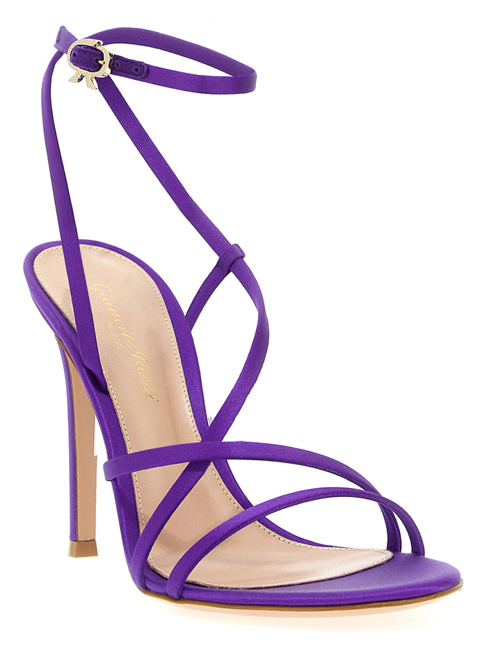 Gianvito Rossi 100% Crêpe Satin heel sandal in purple — view 2