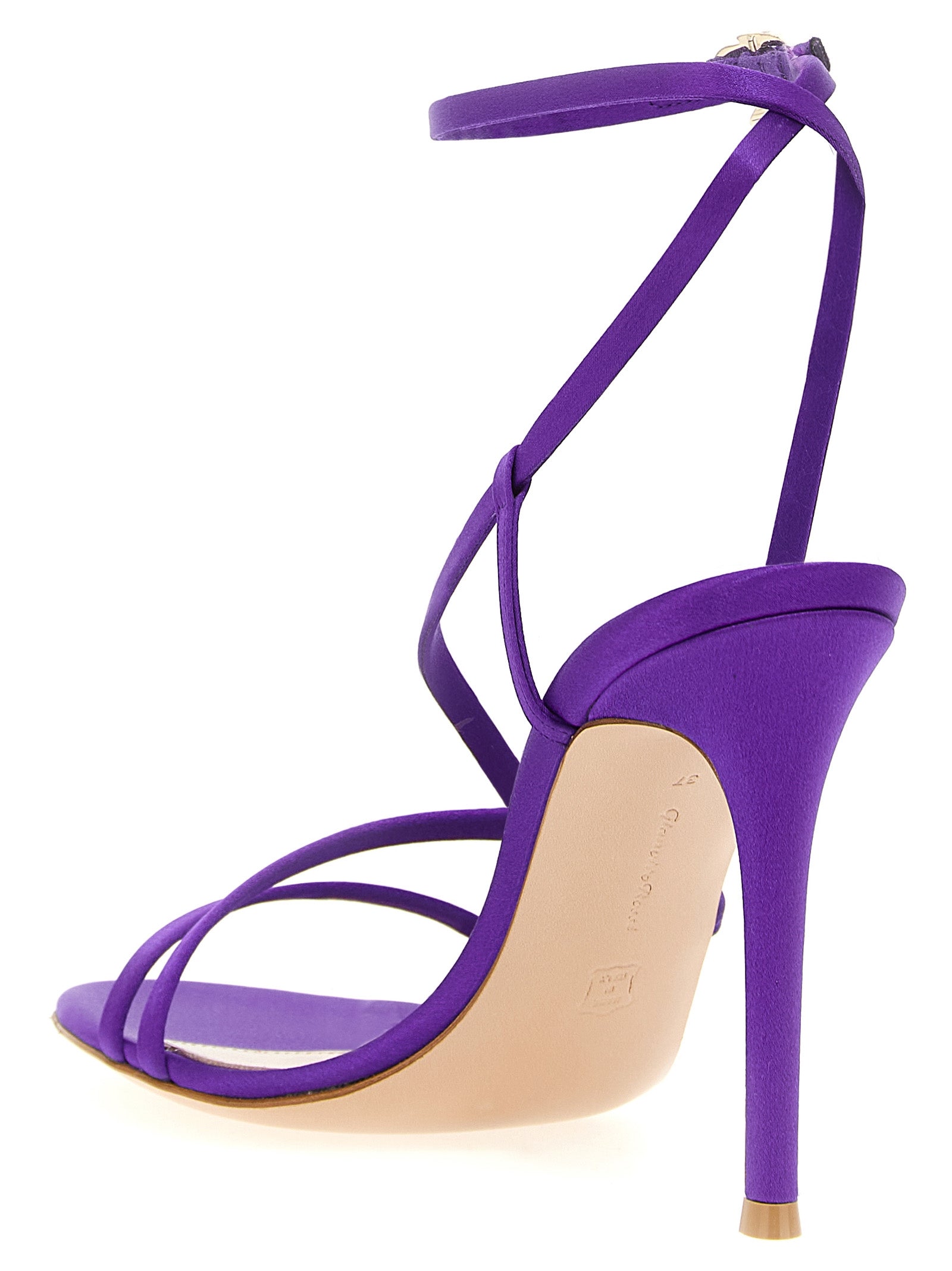 Gianvito Rossi 100% Crêpe Satin heel sandal in purple — view 3