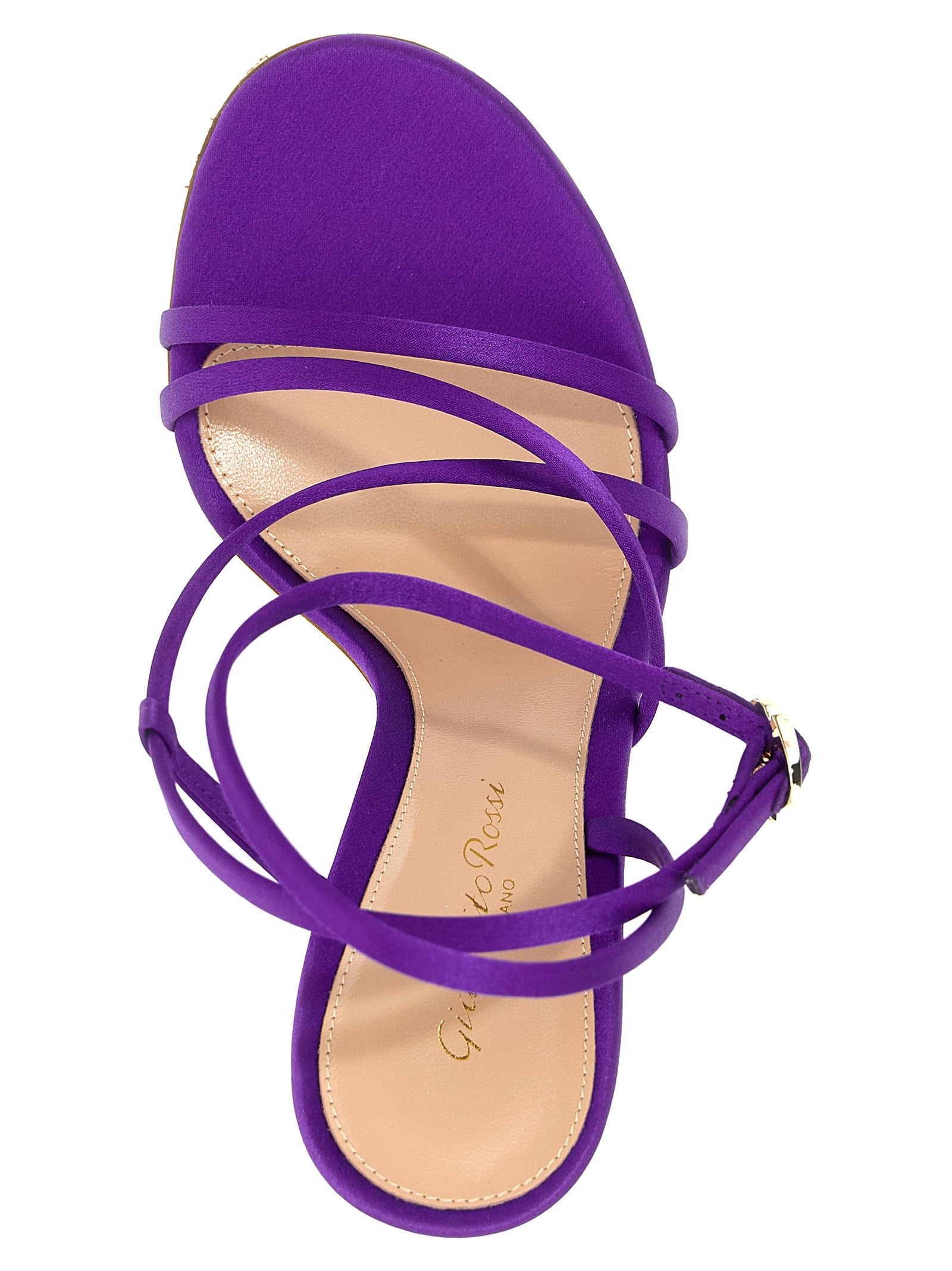 Gianvito Rossi 100% Crêpe Satin heel sandal in purple — view 4