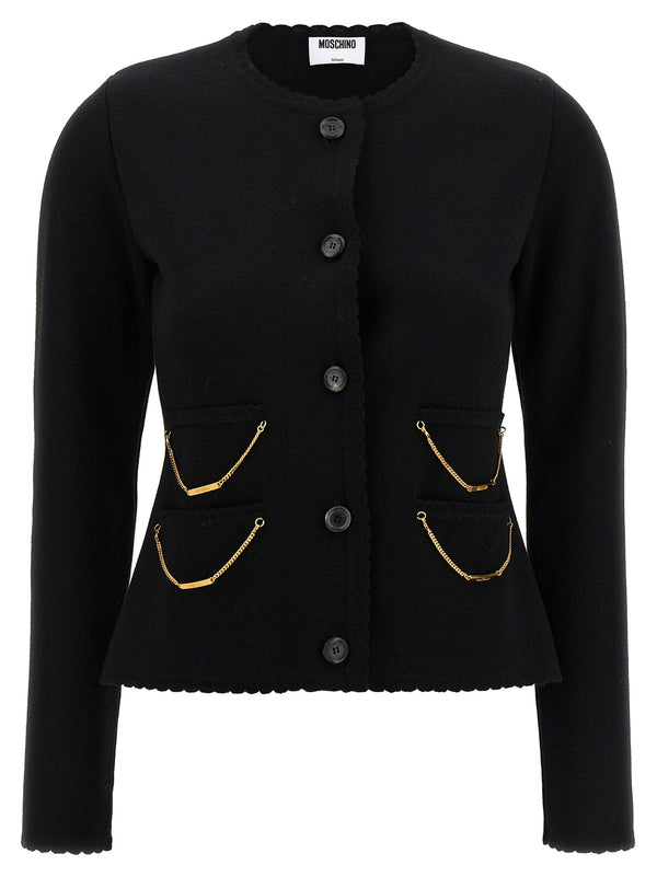 Moschino 100% Virgin Wool cardigan in black