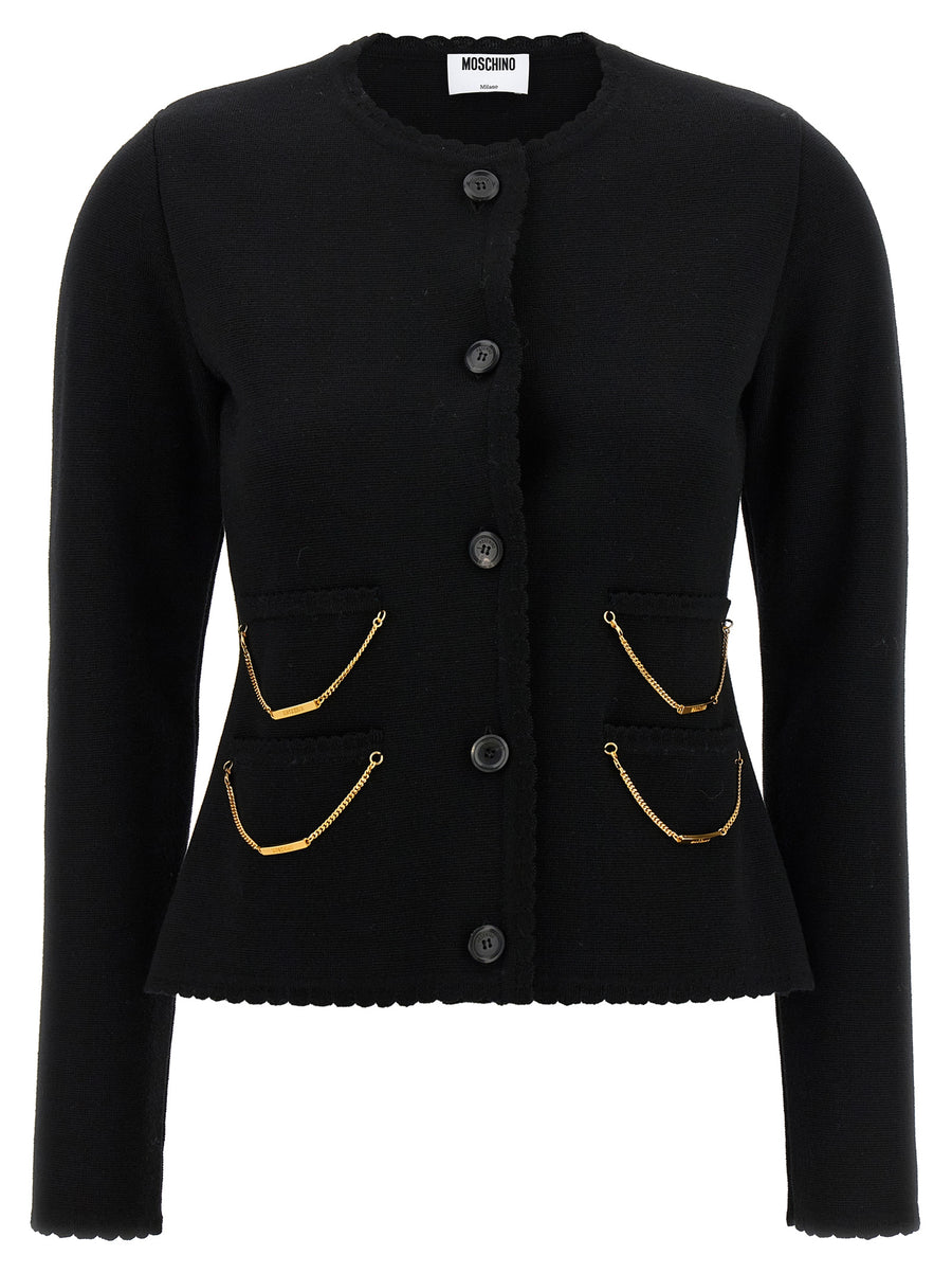 Moschino 100% Virgin Wool cardigan in black