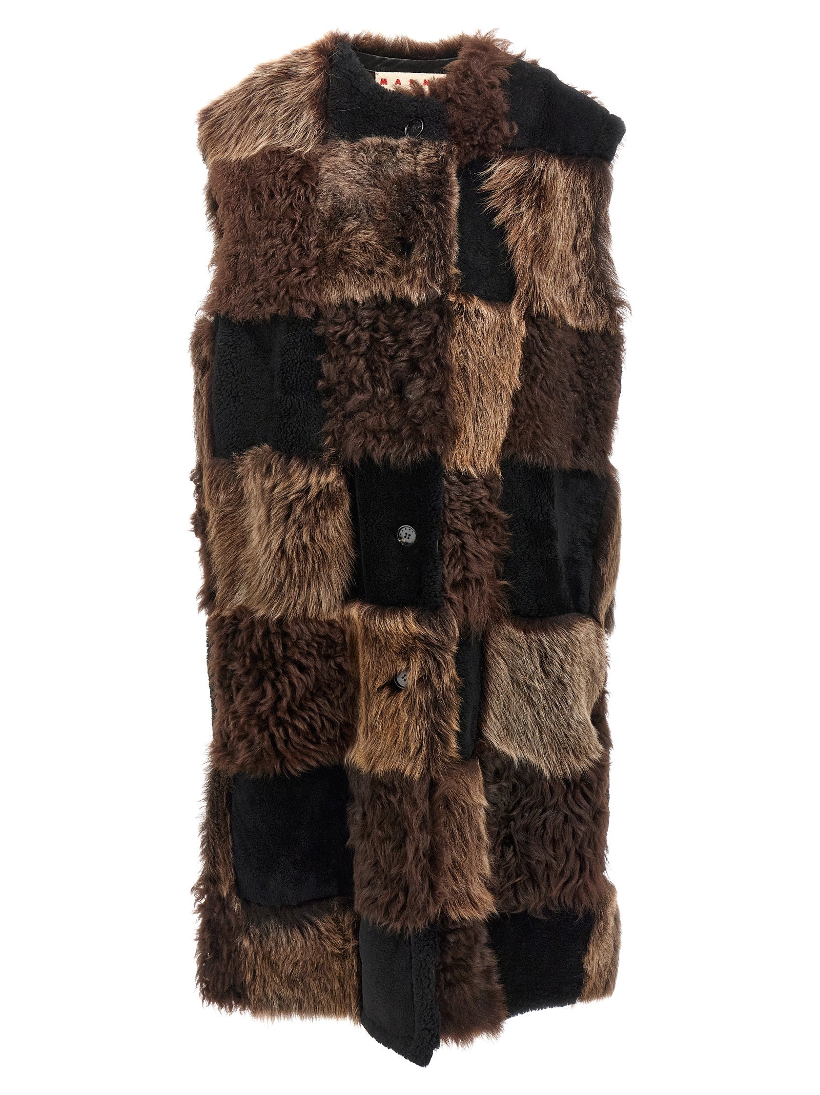 Marni 100% lamb fur vest in brown