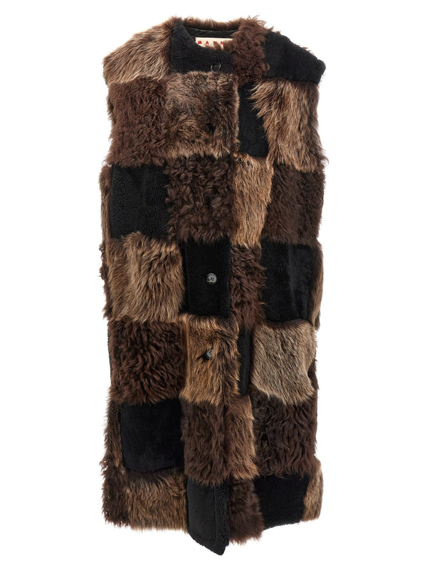 Marni 100% lamb fur vest in brown