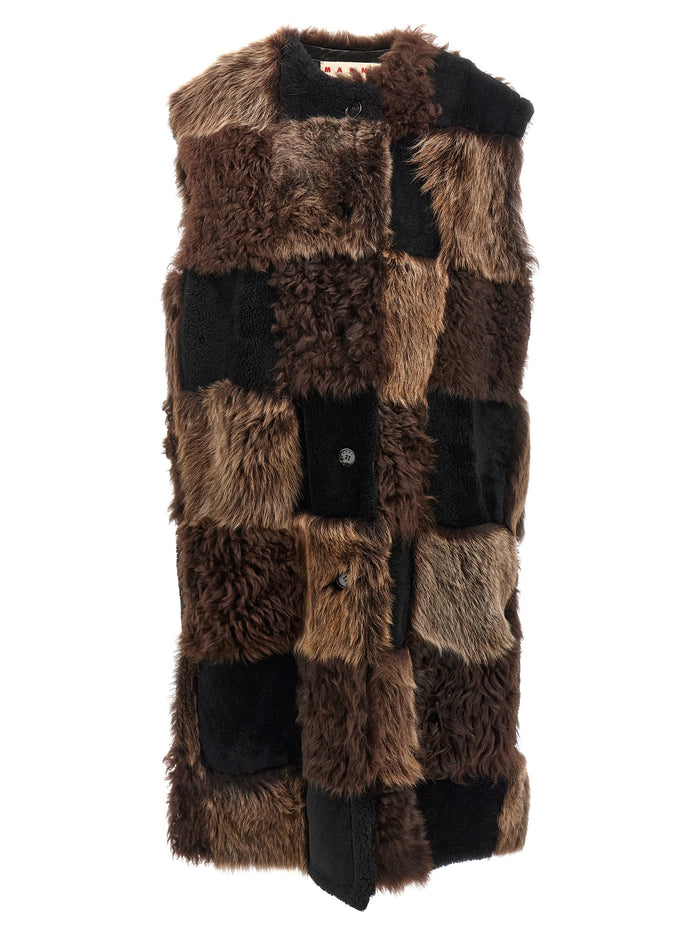 Marni 100% lamb fur vest in brown