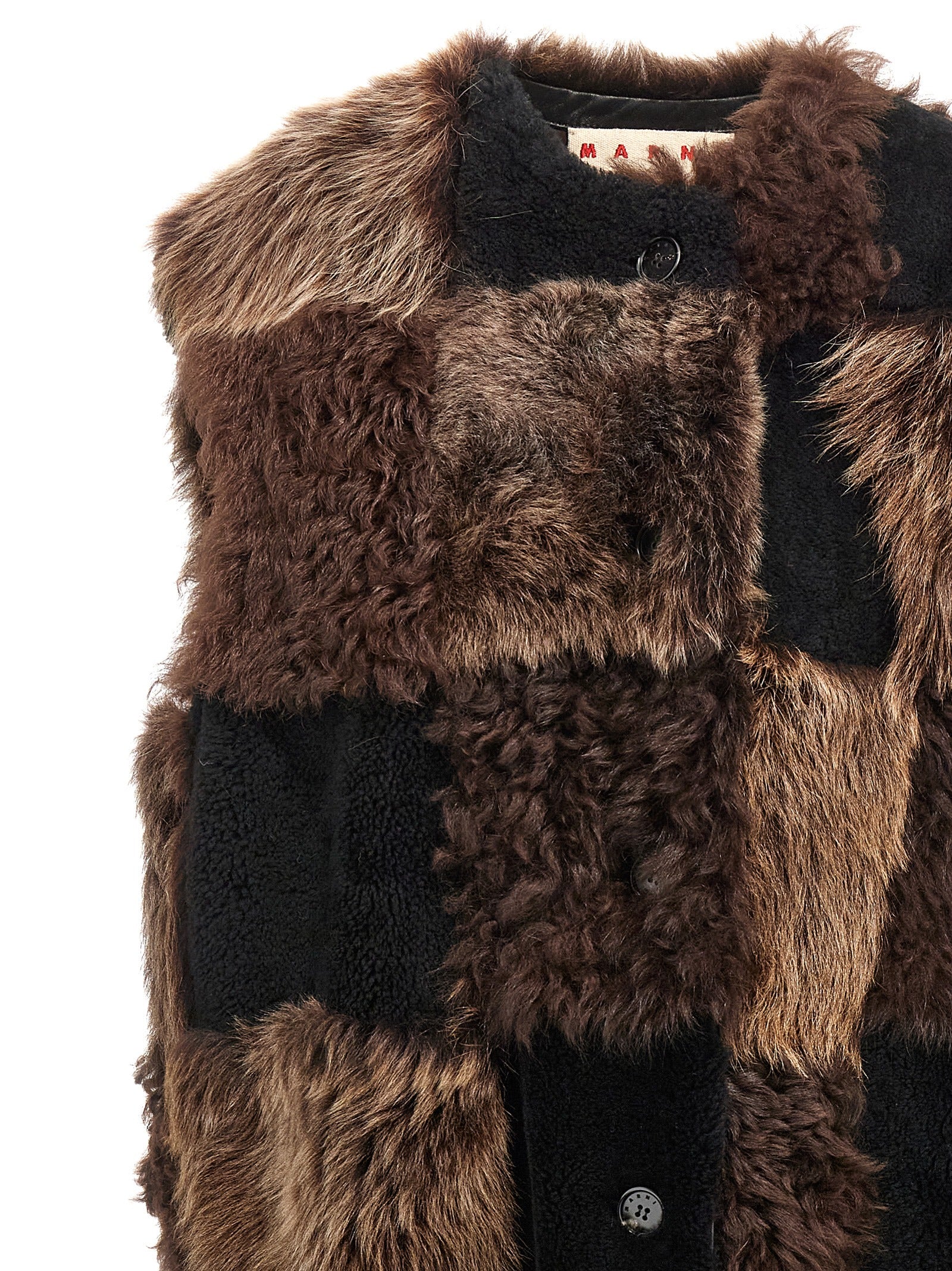 Marni 100% lamb fur vest in brown — view 3