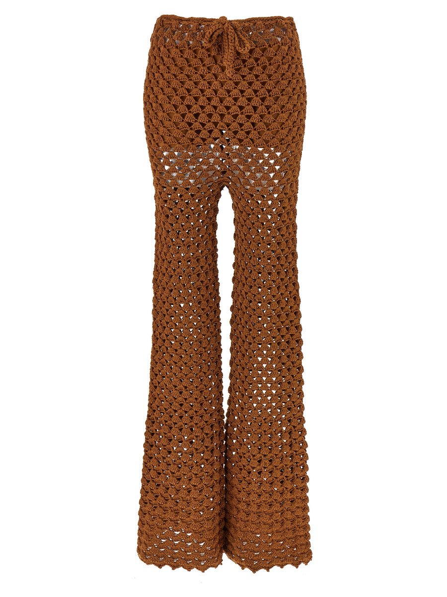 Ermanno Scervino 100% Cotton with removable synthetic culottes trousers in brown