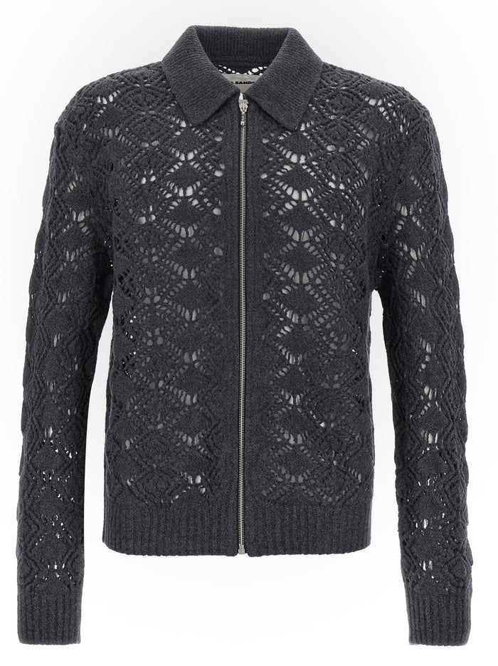 Jil Sander 100% virgin wool cardigan in gray
