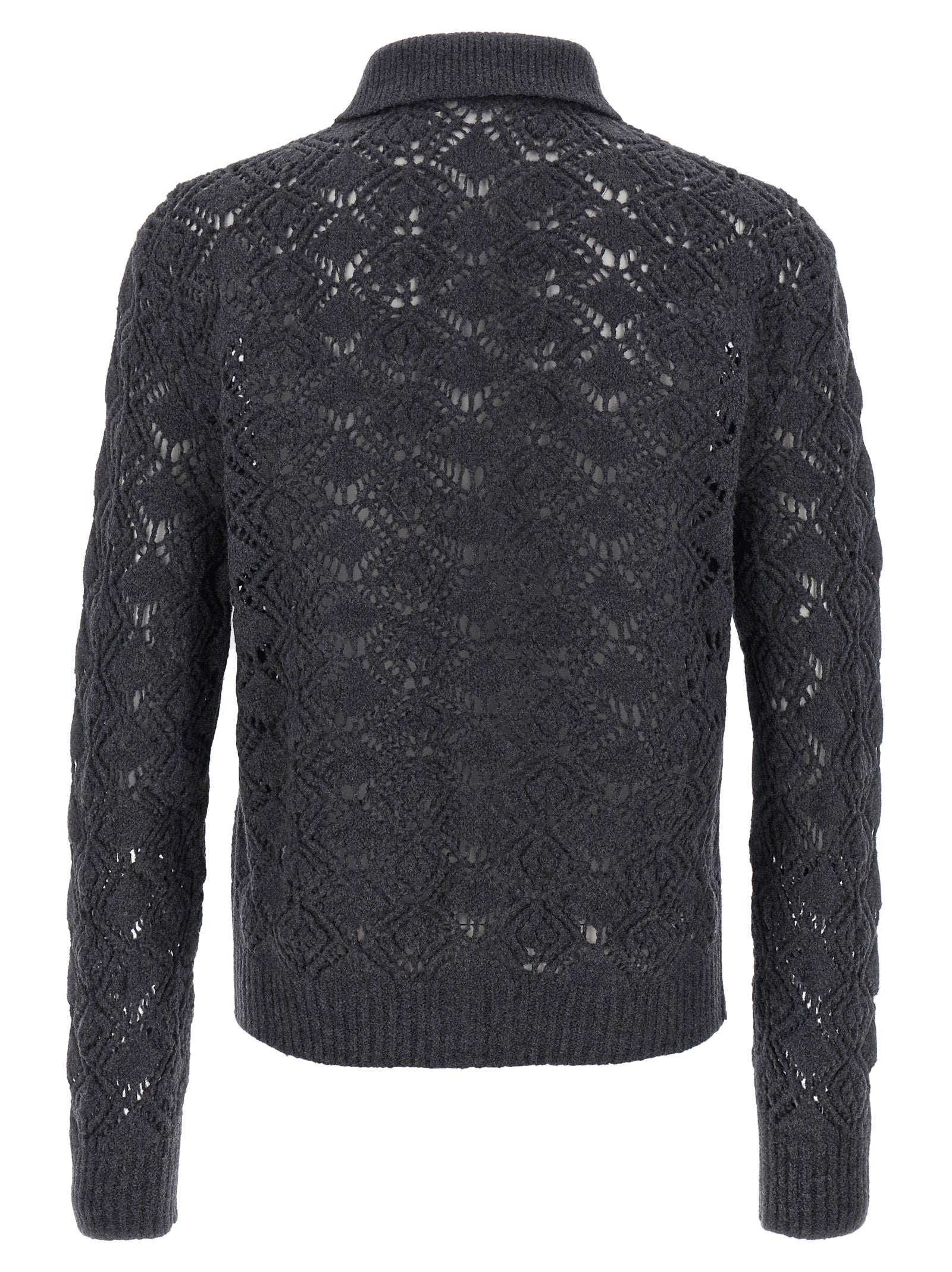 Jil Sander 100% virgin wool cardigan in gray — view 2
