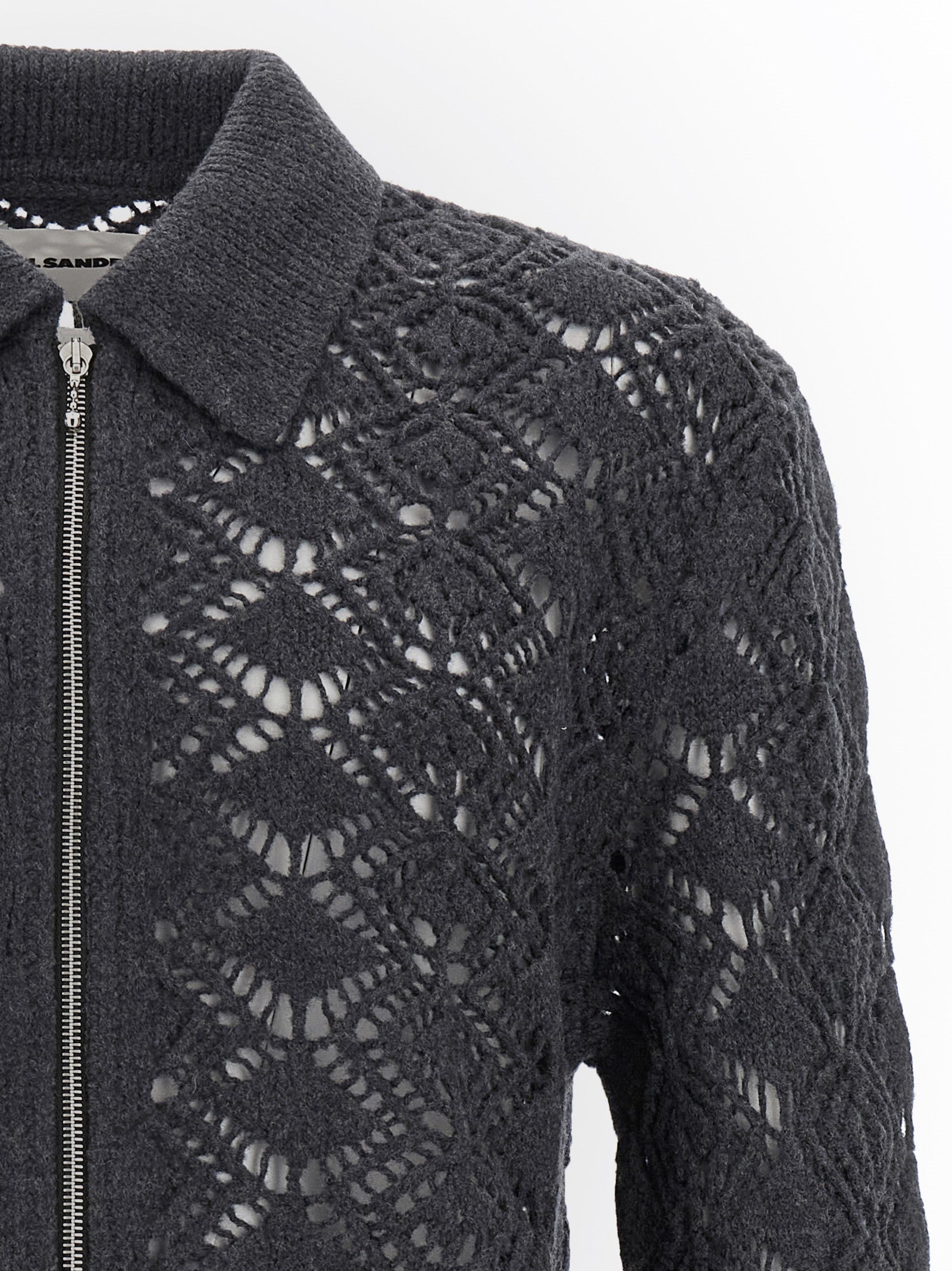 Jil Sander 100% virgin wool cardigan in gray — view 3