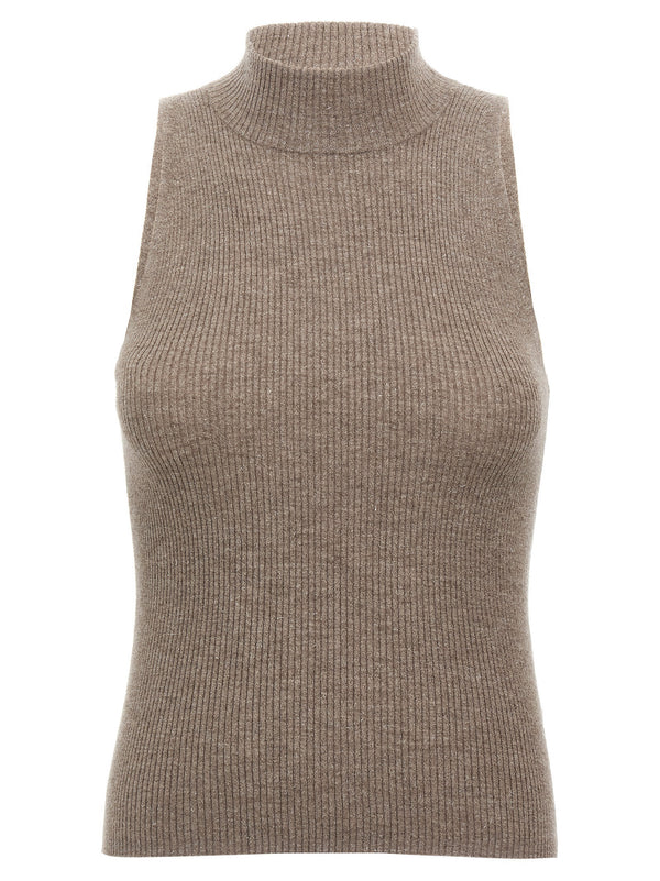 Brunello Cucinelli 46% Cashmere tank top in brown