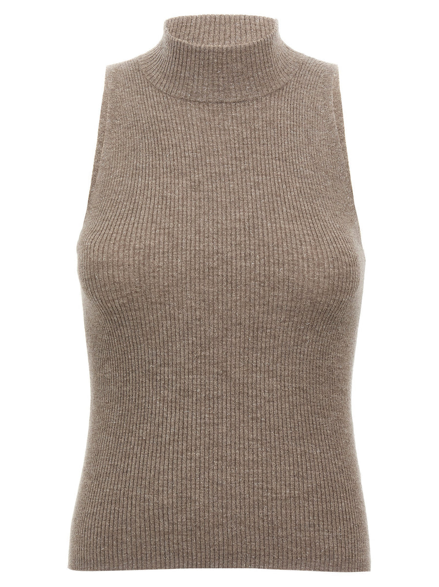 Brunello Cucinelli 46% Cashmere tank top in brown