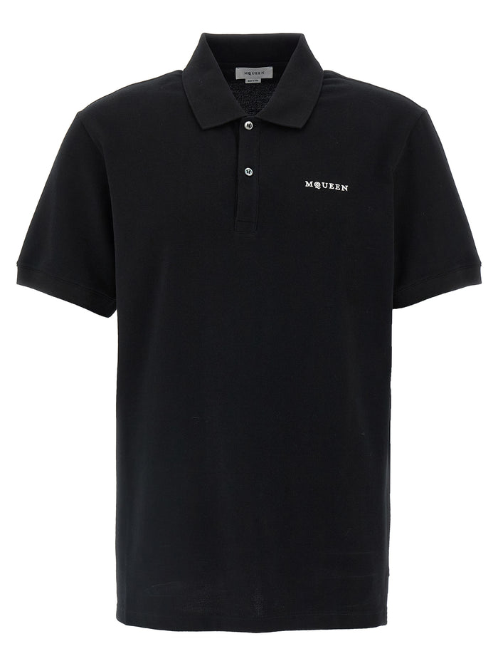 Alexander McQueen 100% Cotton polo shirt in black