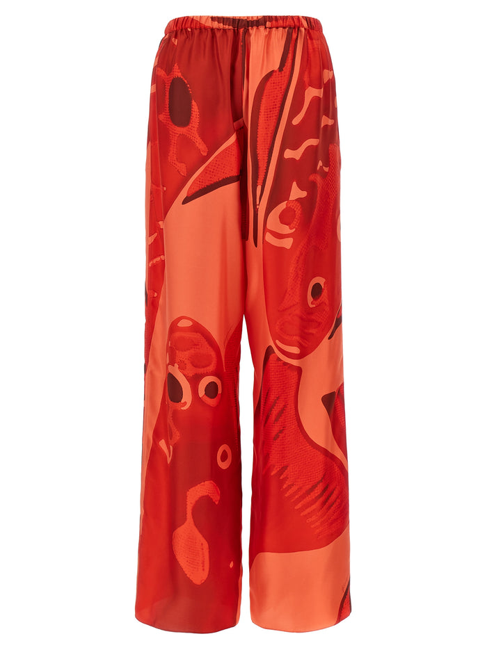 Ferragamo 100% silk trousers in red — view 2
