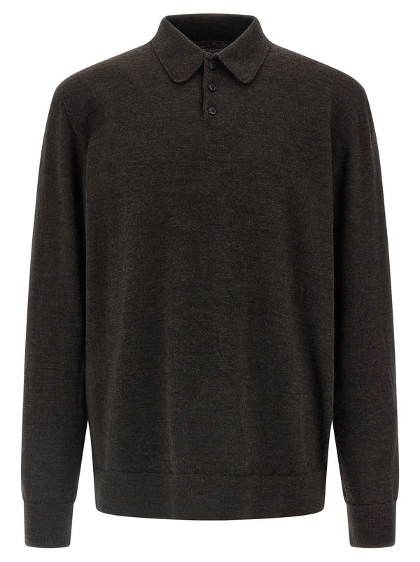 Maison Margiela 100% wool polo shirt in brown