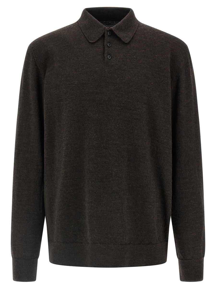 Maison Margiela 100% wool polo shirt in brown