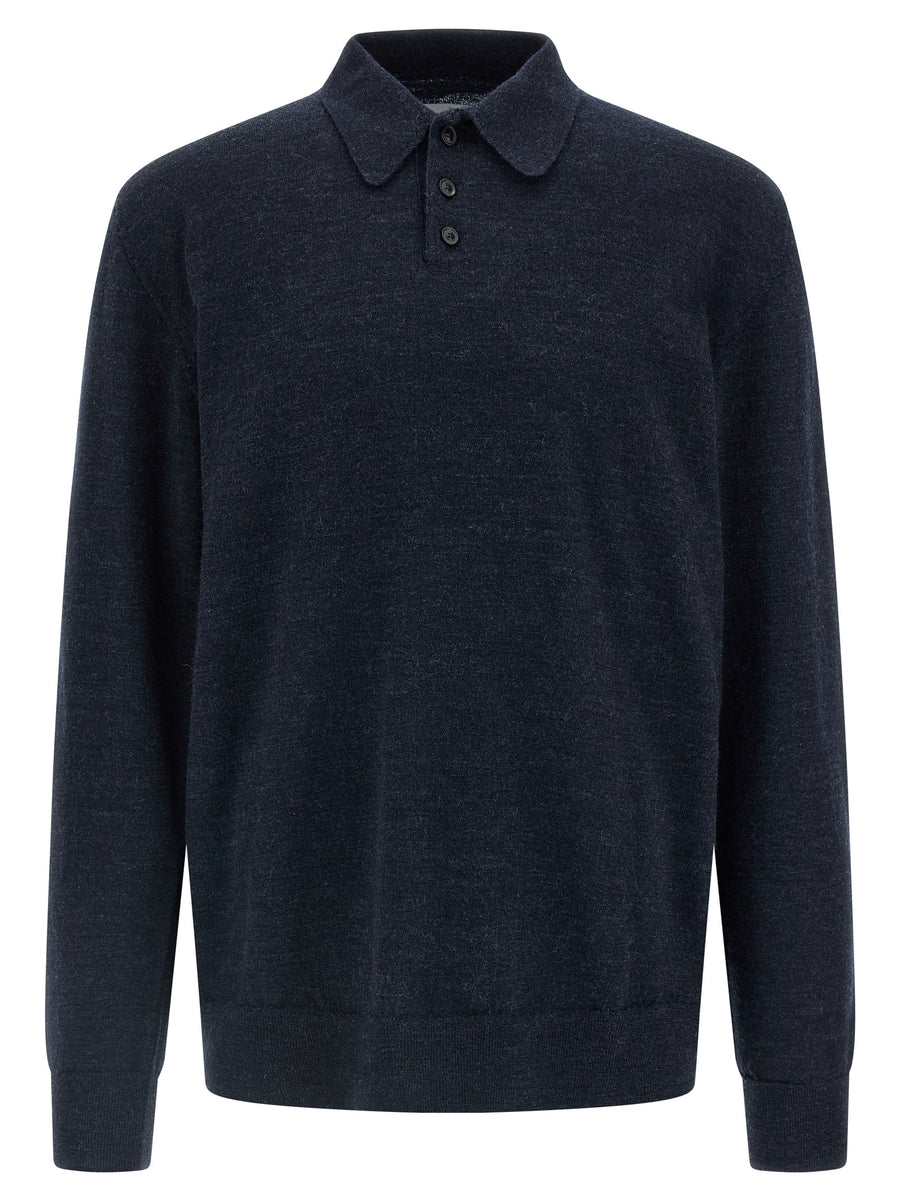 Maison Margiela 100% Wool polo shirt in navy