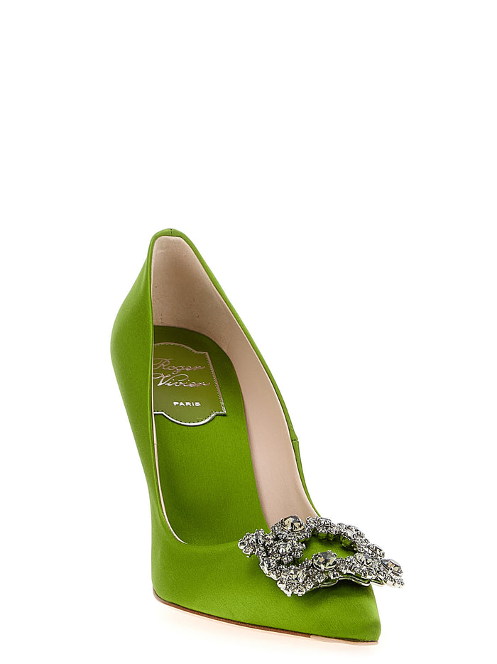 Roger Vivier 68% viscose pump in green — view 2