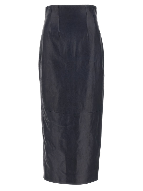 Khaite 100% Lamb Leather skirt in blue