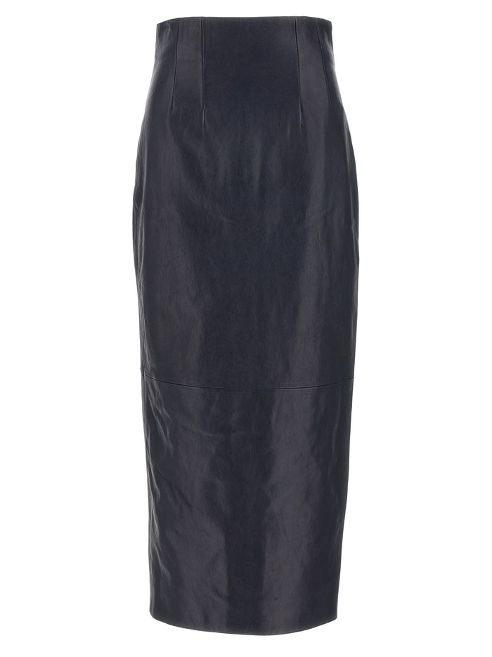 Khaite 100% Lamb Leather skirt in blue