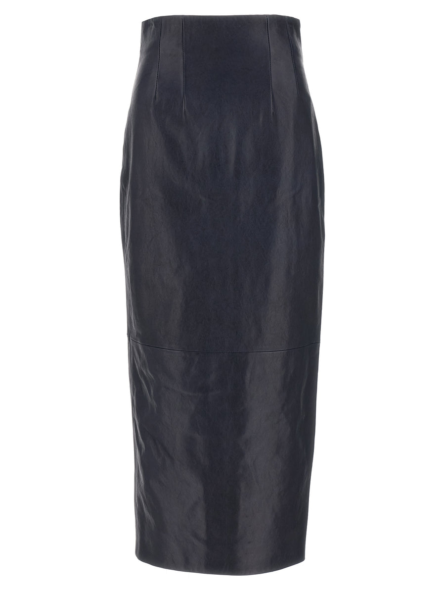 Khaite 100% Lamb Leather skirt in blue