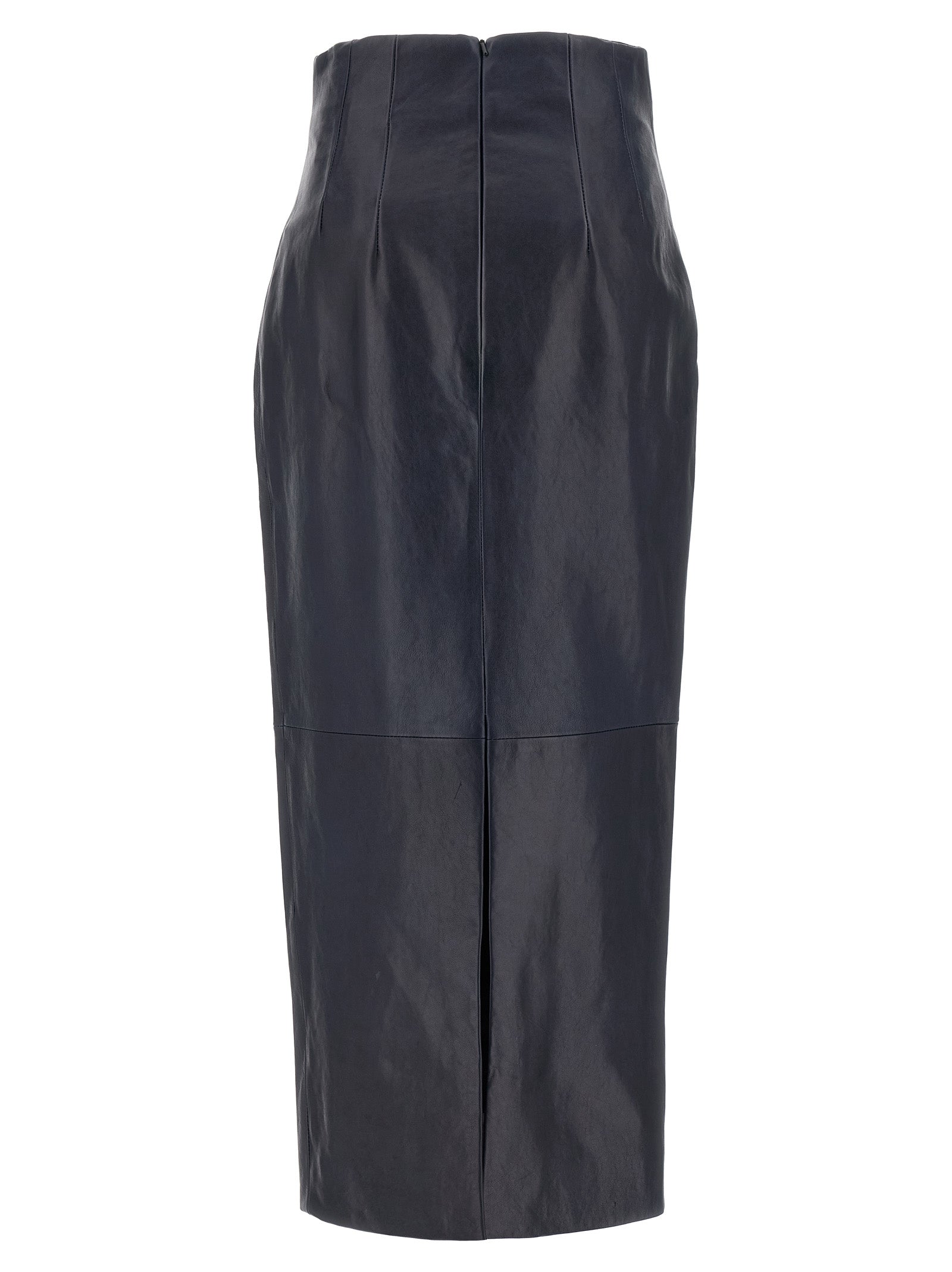Khaite 100% Lamb Leather skirt in blue — view 2