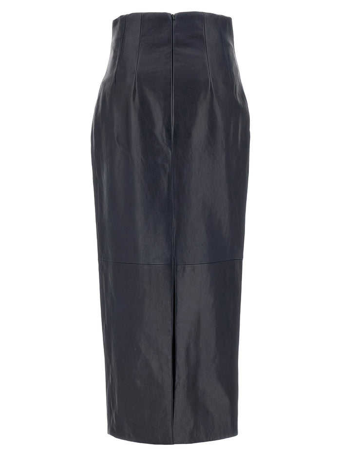 Khaite 100% Lamb Leather skirt in blue — view 2