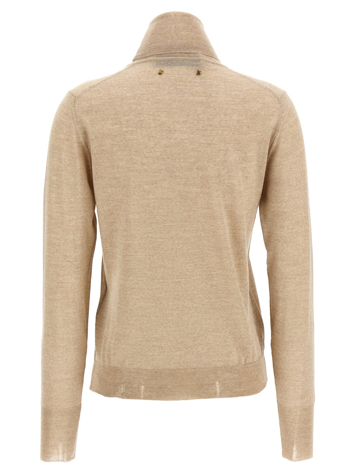 Golden Goose 100% Virgin Wool turtleneck sweater in beige — view 2