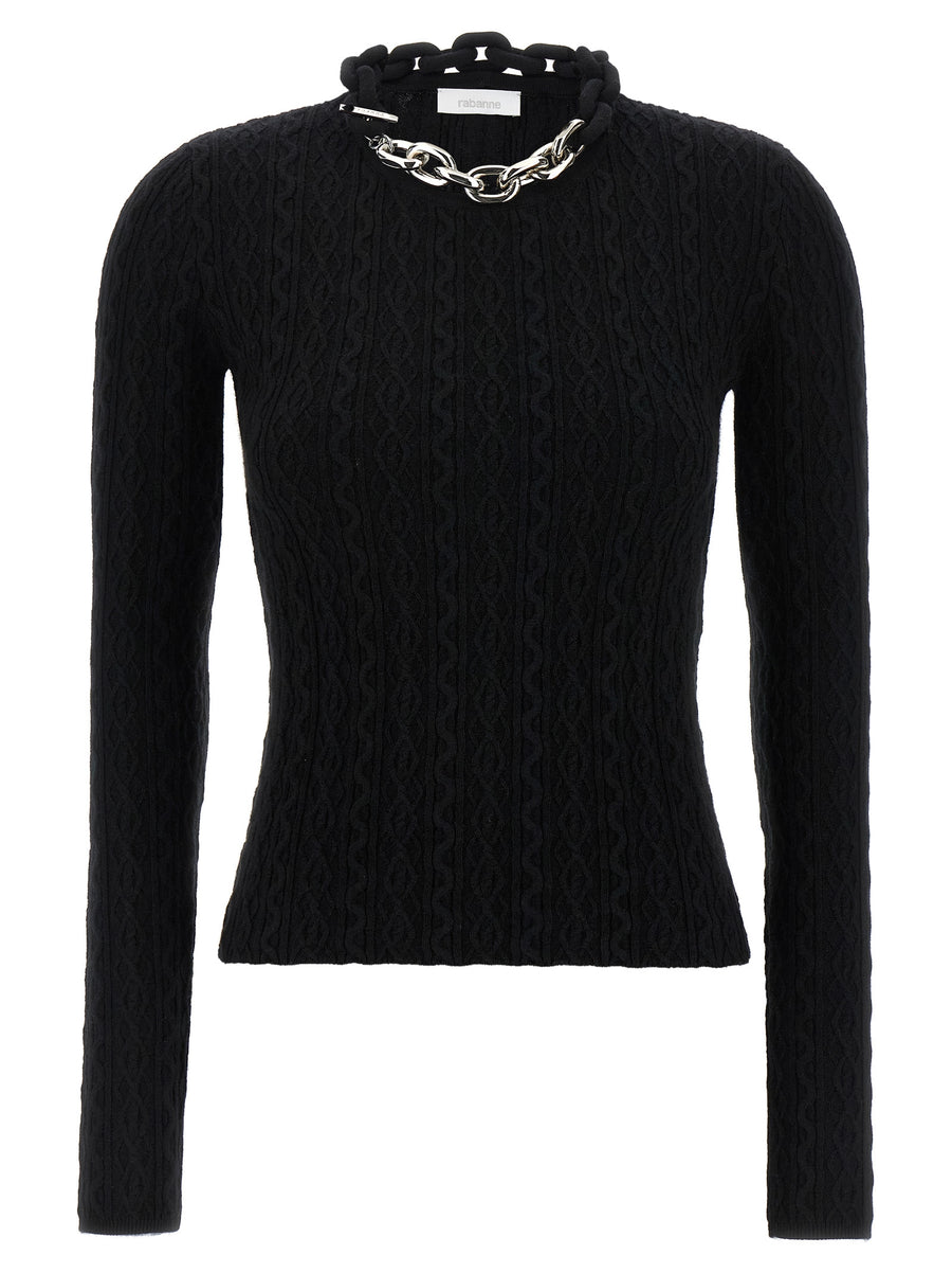 Paco Rabanne 90% wool sweater in black