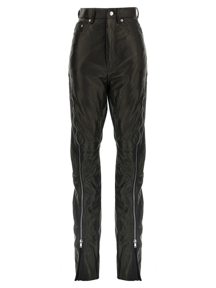 Rick Owens 100% Leather trousers in black