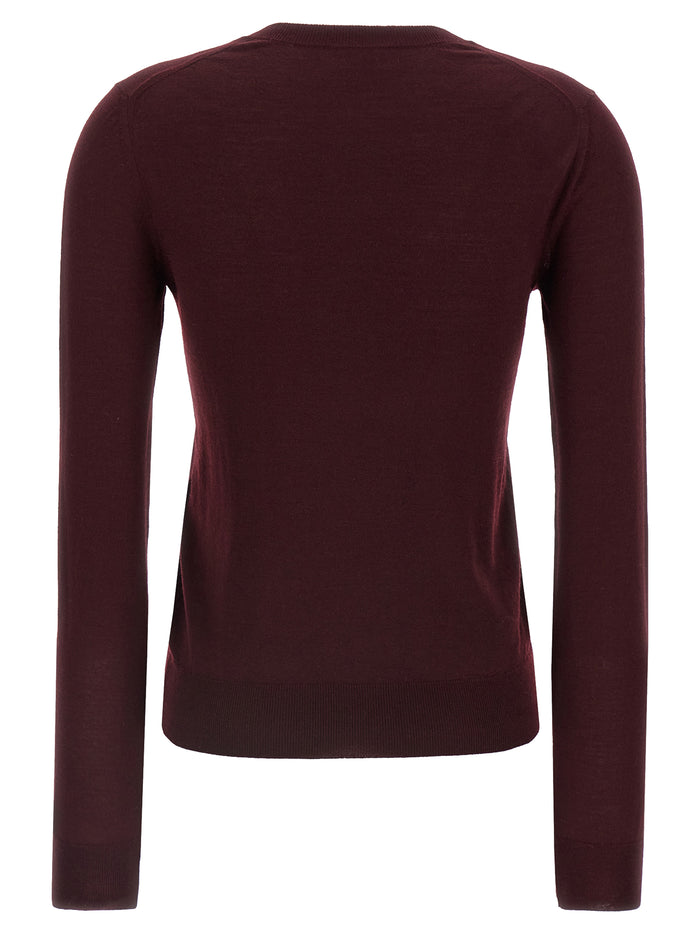 Saint Laurent 100% virgin wool cardigan in burgundy — view 2