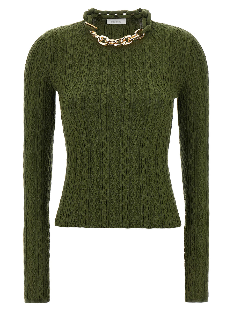 Paco Rabanne 90% wool sweater in green