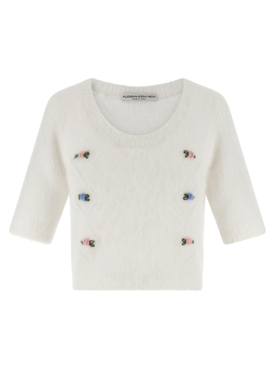 Alessandra Rich 50% mohair wool cardigan in white