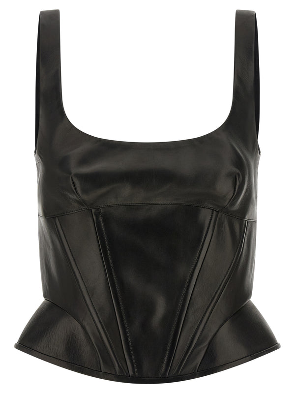 Ermanno Scervino 100% Sheep Leather tank top in black