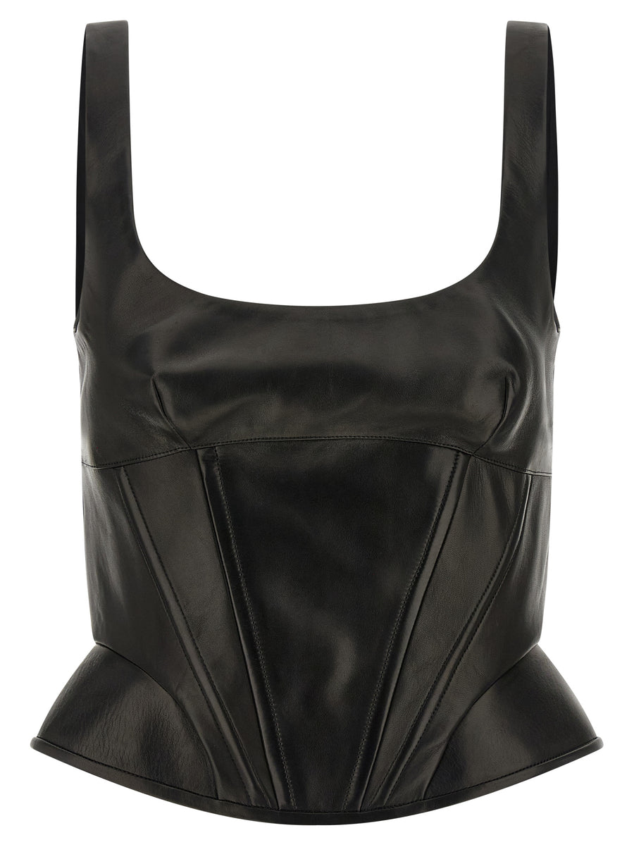 Ermanno Scervino 100% Sheep Leather tank top in black