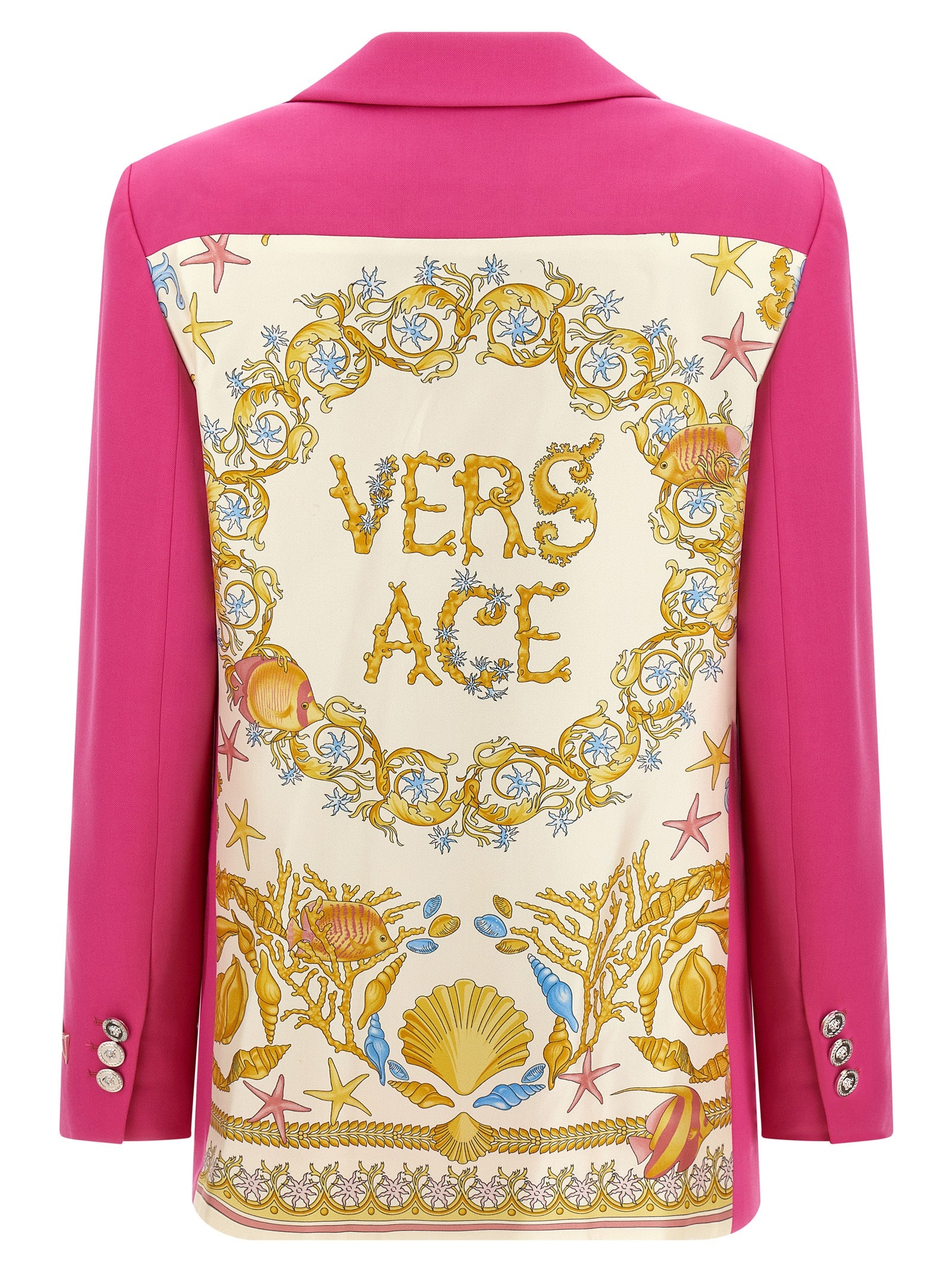 Versace 98% virgin wool blazer in pink — view 2