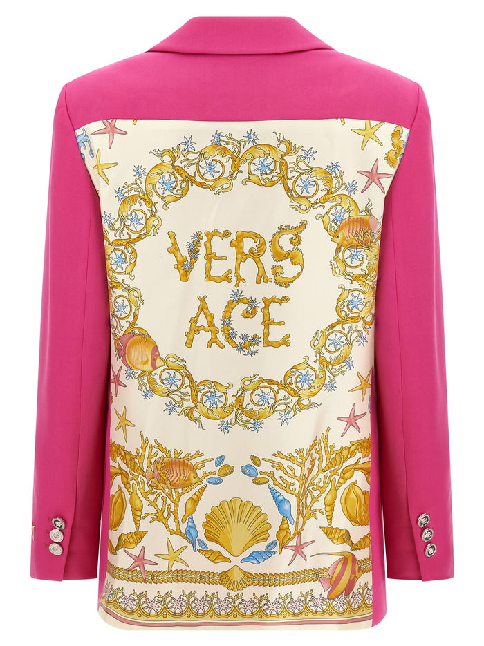 Versace 98% virgin wool blazer in pink — view 2
