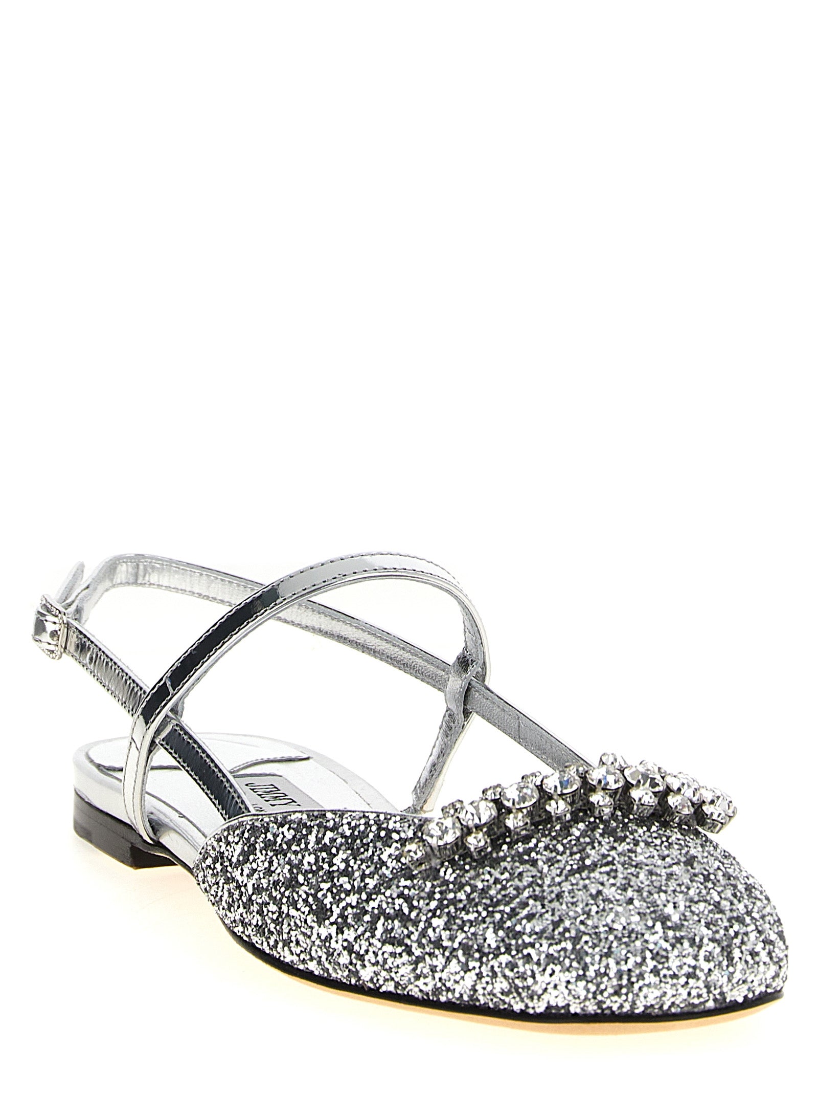 Jimmy Choo 72% Fabric flat in silver — view 2