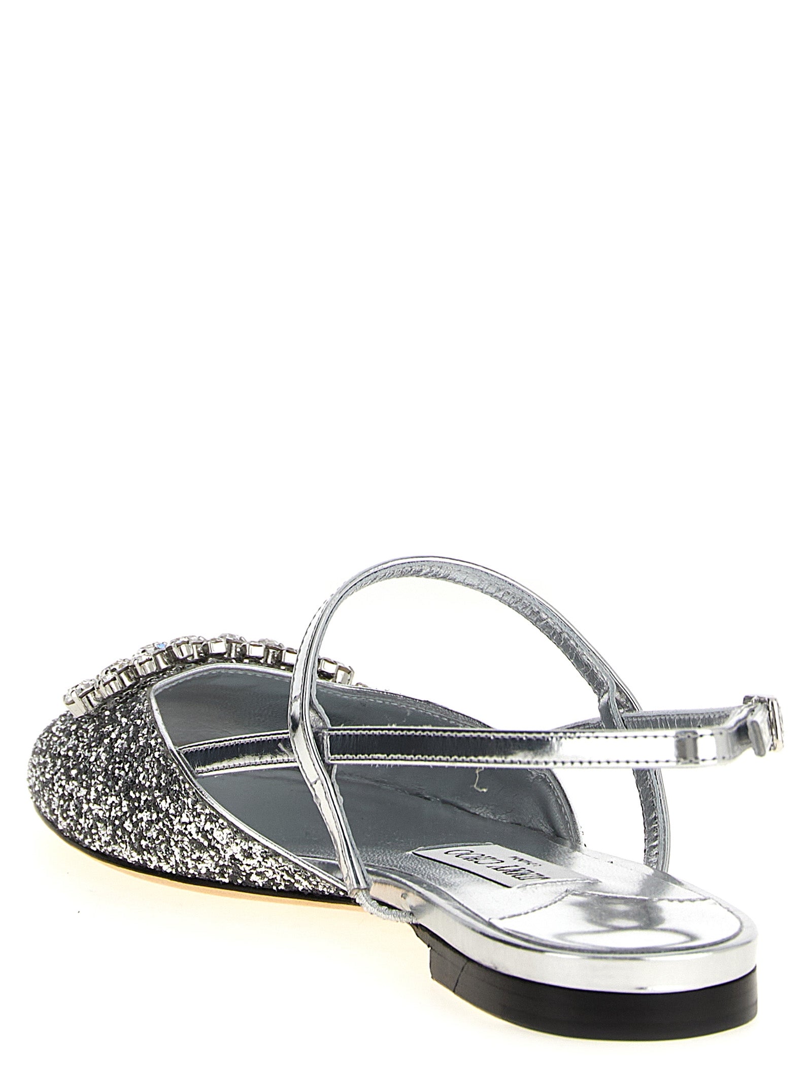 Jimmy Choo 72% Fabric flat in silver — view 3