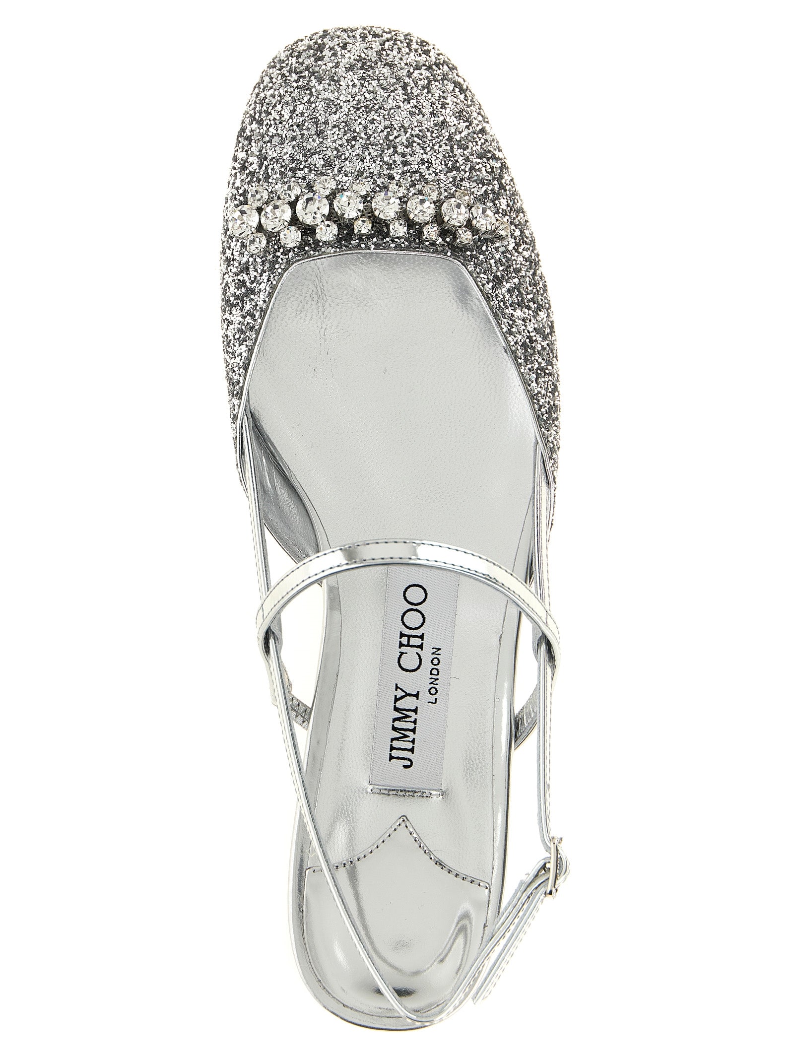 Jimmy Choo 72% Fabric flat in silver — view 4