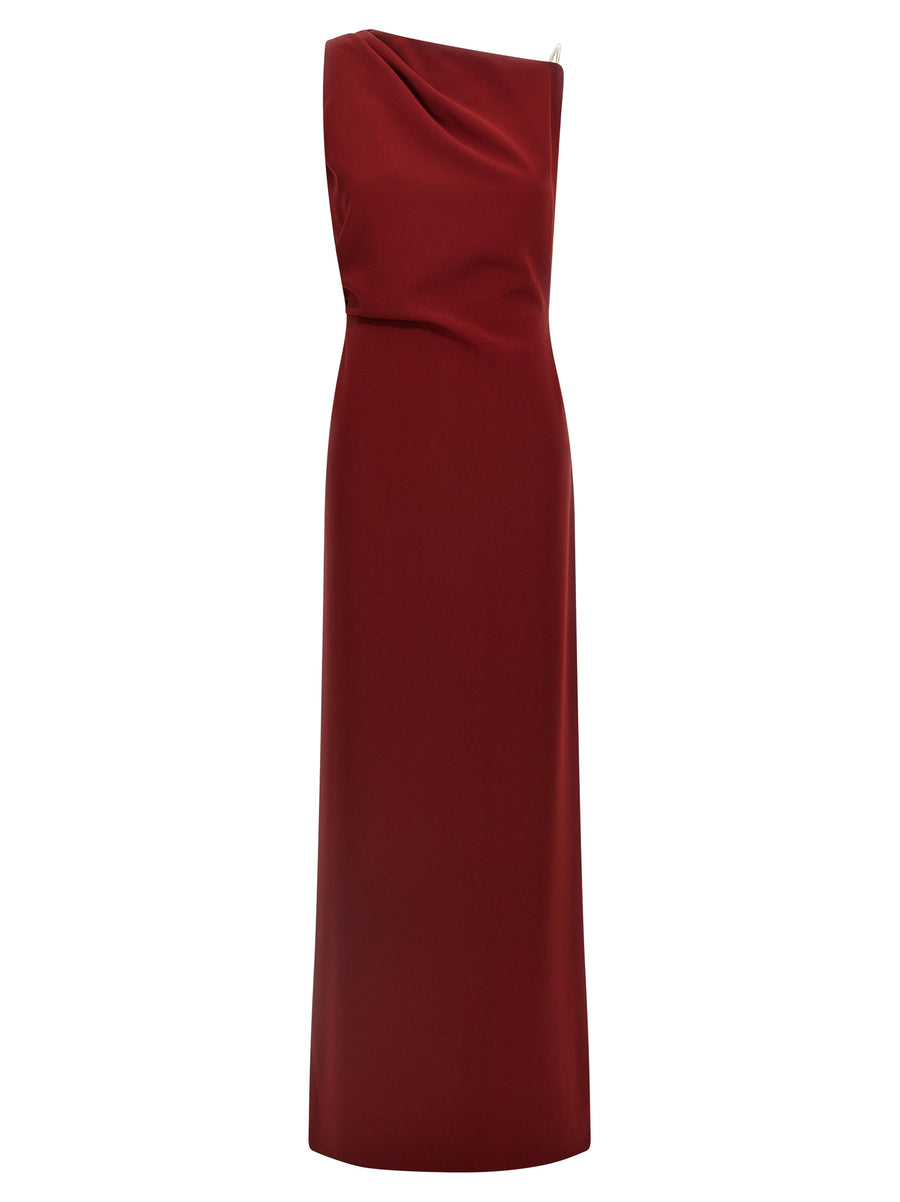 Max Mara 70% triacetate dress in red