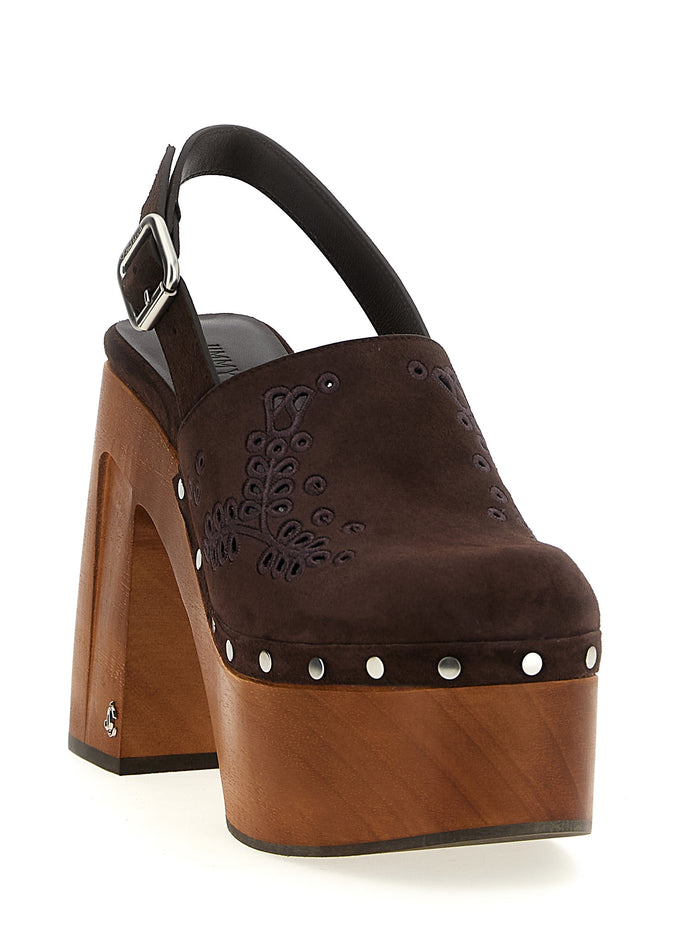 Jimmy Choo 75% Leather clog heel in brown — view 2