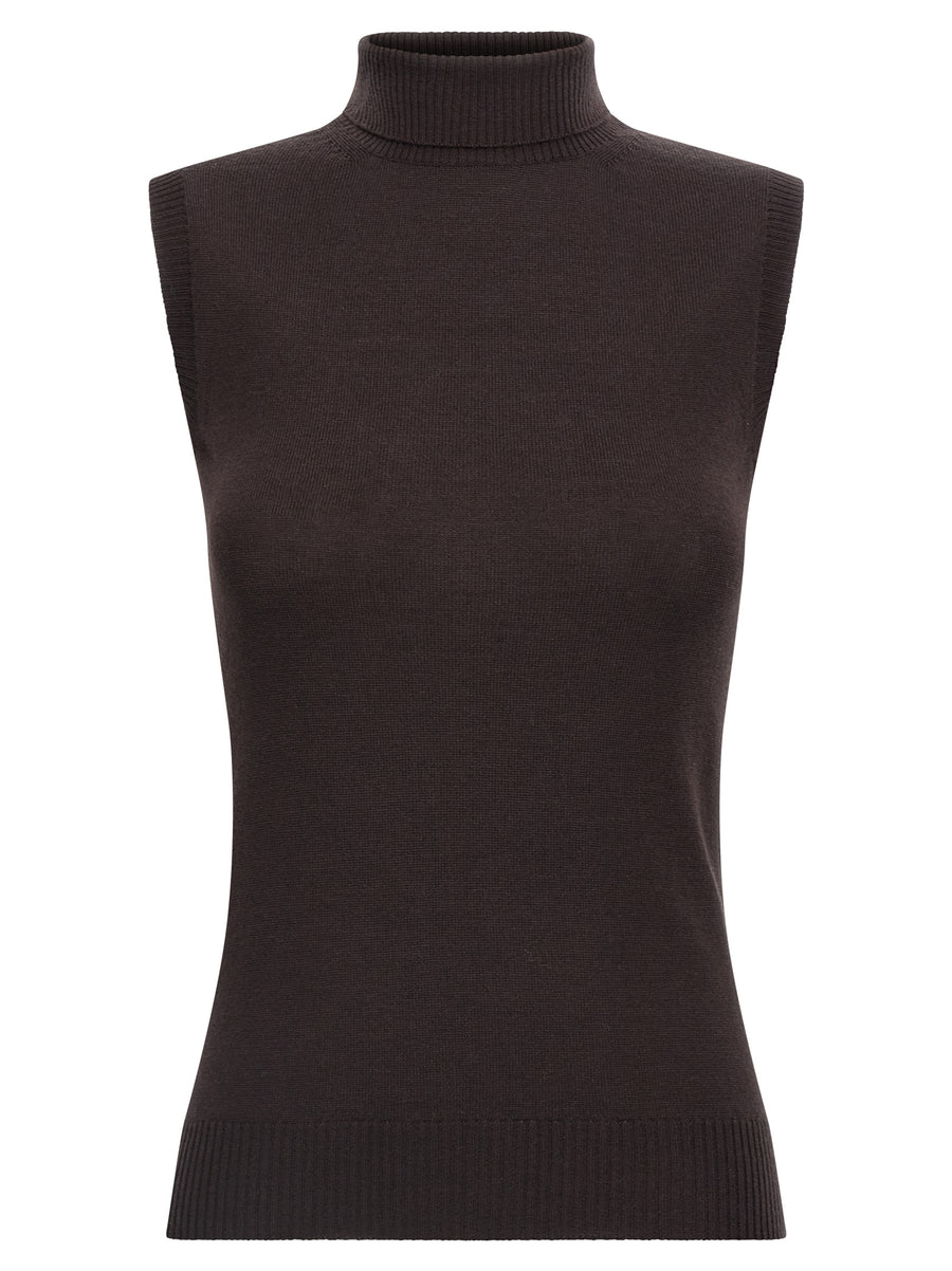 Sportmax 100% Virgin Wool tank top in brown