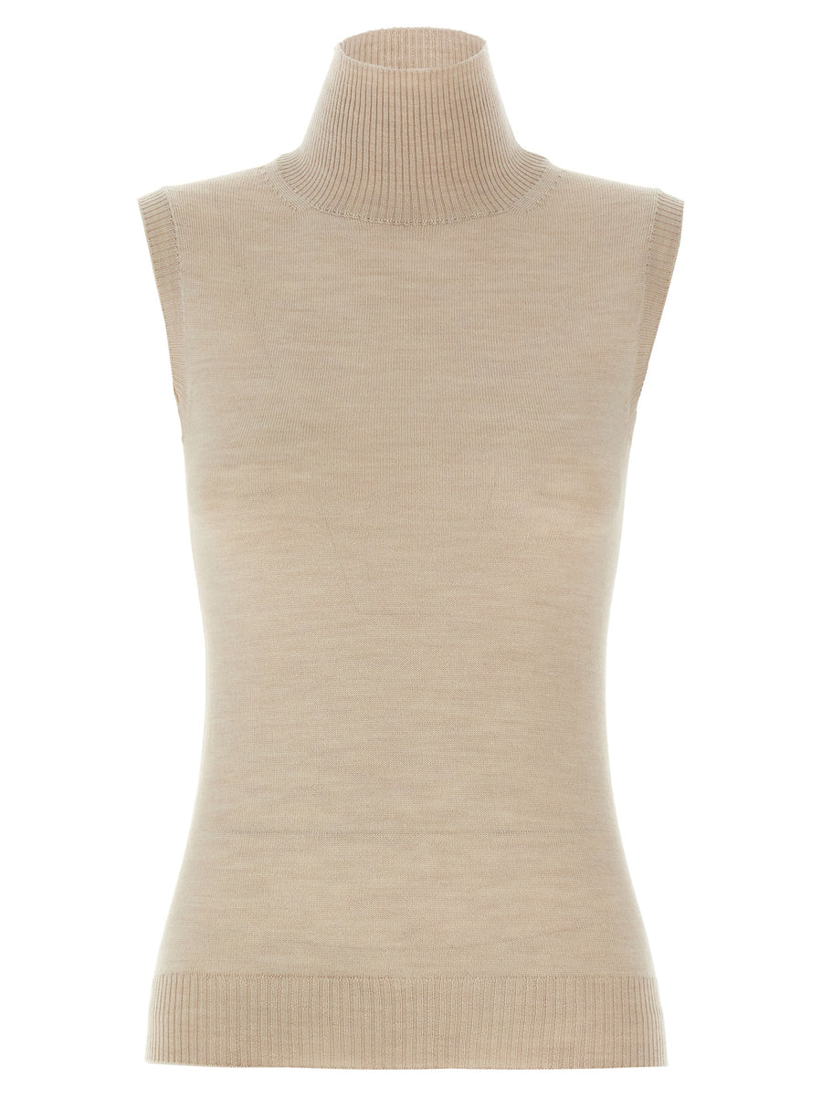 Sportmax 100% virgin wool tank top in beige