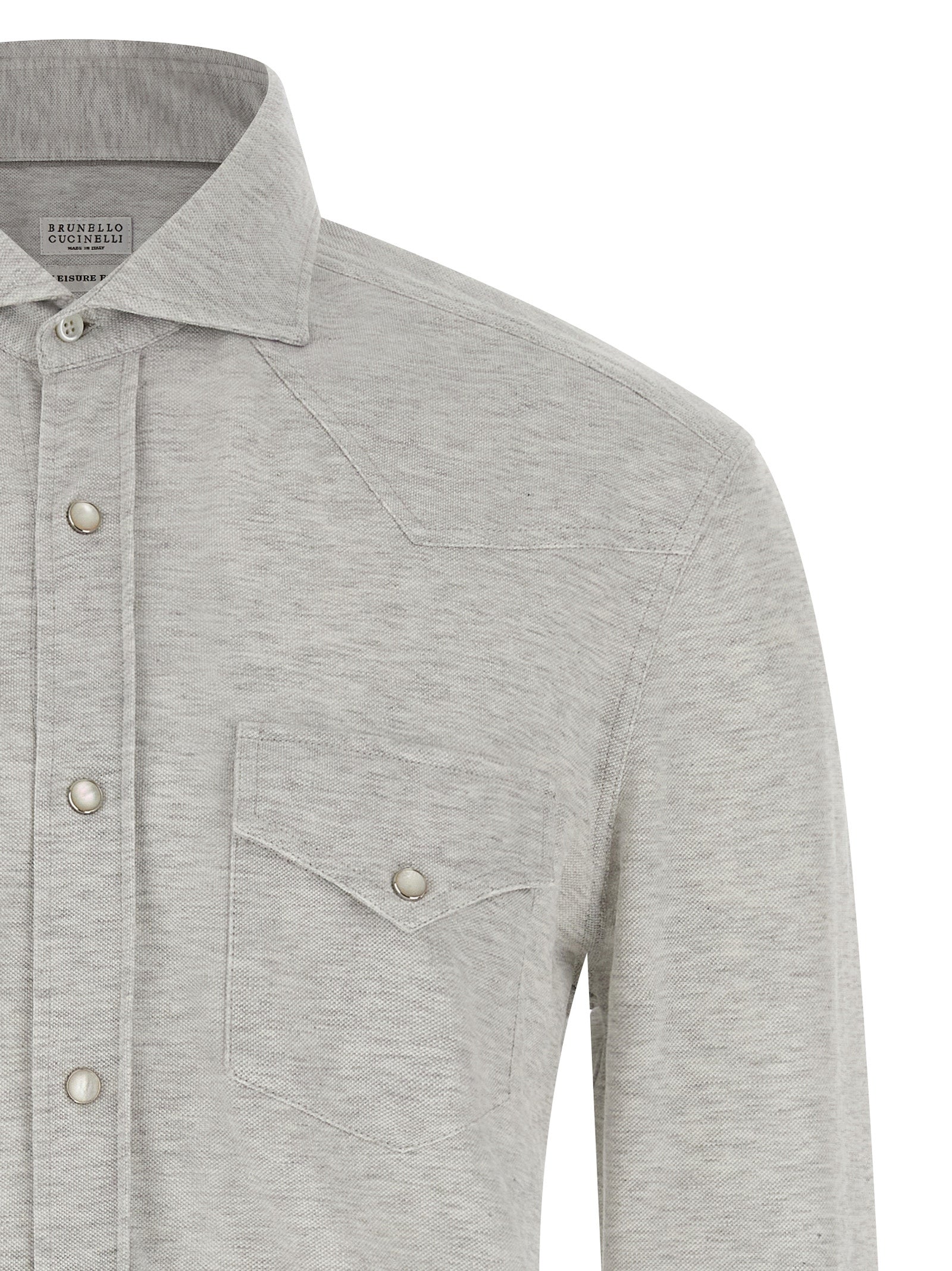 Brunello Cucinelli 100% cotton shirt in gray — view 3