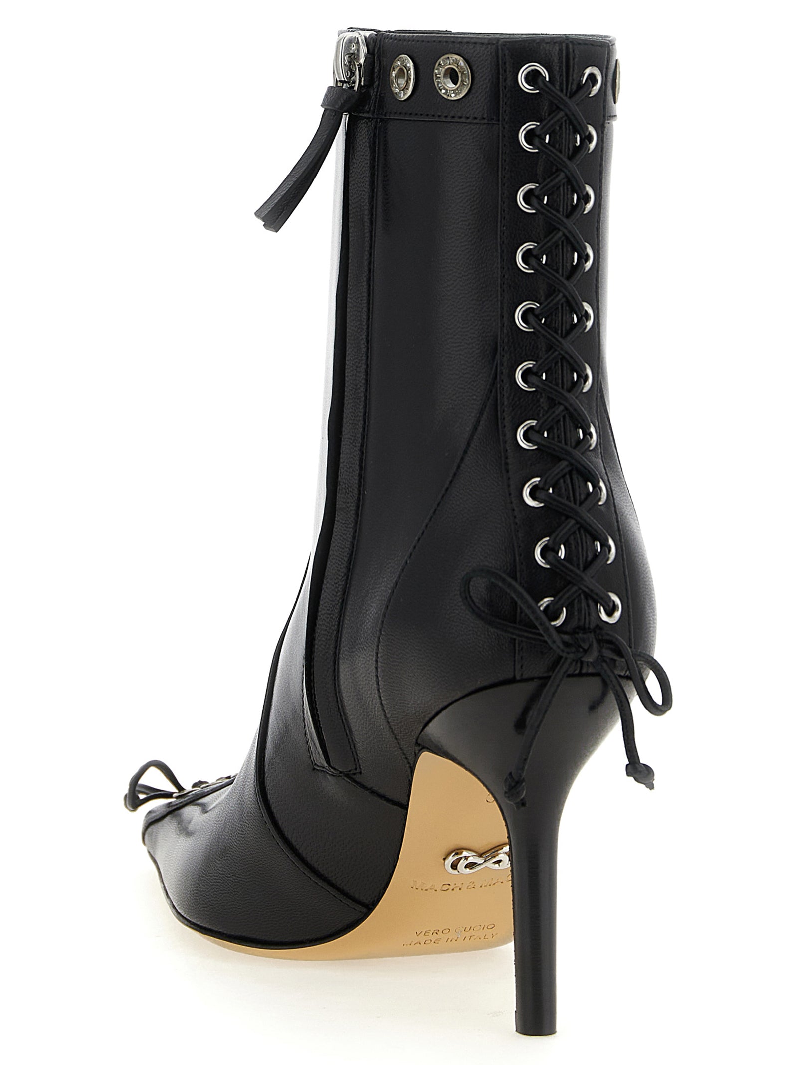 Mach & Mach 100% calfskin leather ankle boot in black — view 3